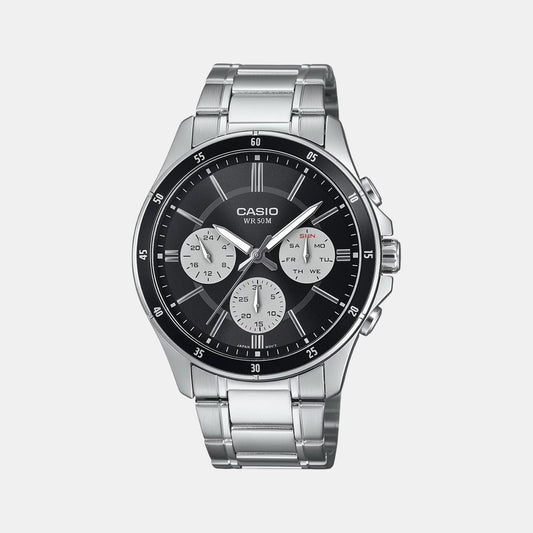 Enticer Men Quartz Black Dial Multi-Function Stainless Steel Watch A2345