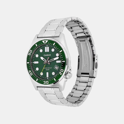 Enticer Men Quartz Green Dial Analog Stainless Steel Watch A2378