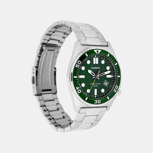 Enticer Men Quartz Green Dial Analog Stainless Steel Watch A2378