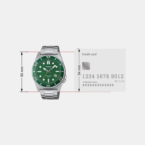 Enticer Men Quartz Green Dial Analog Stainless Steel Watch A2378