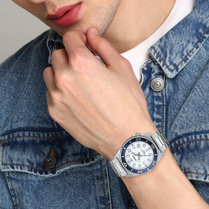 Enticer Men Quartz White Dial Analog Stainless Steel Watch A2379