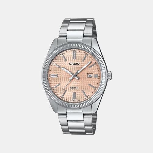Enticer Men Quartz Pink Dial Analog Stainless Steel Watch A2395