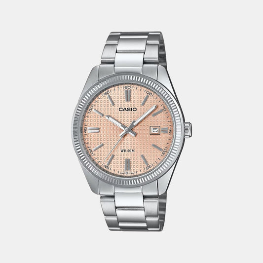 Enticer Men Quartz Pink Dial Analog Stainless Steel Watch A2395