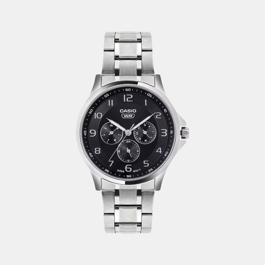 Enticer Men Quartz Black Dial Multi-Function Stainless Steel Watch A2450