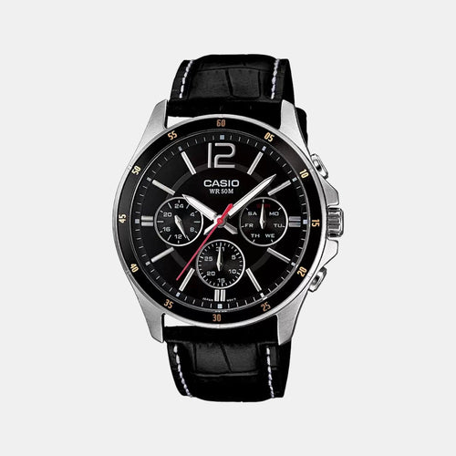 Enticer Men Quartz Black Dial Chronograph Leather Watch A834