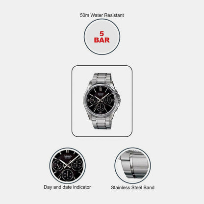 Enticer Men Quartz Black Dial Chronograph Stainless Steel Watch A836