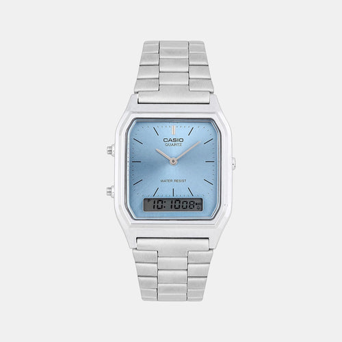 Vintage Unisex Quartz Blue Dial Analog-Digital Stainless Steel Watch AD270
