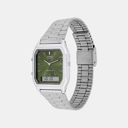 Vintage Unisex Quartz Green Dial Analog-Digital Stainless Steel Watch AD278
