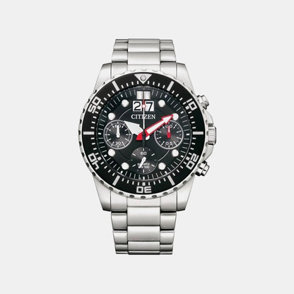Men Quartz Black Dial Chronograph Stainless Steel Watch AI7000-83E