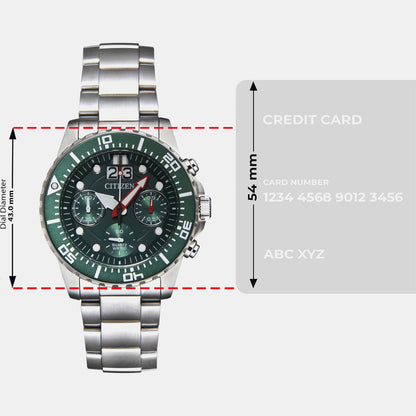 Men Quartz Green Dial Chronograph Stainless Steel Watch AI7009-89X