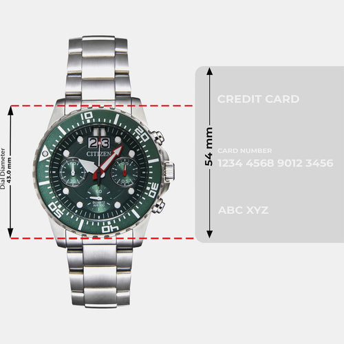 Men Quartz Green Dial Chronograph Stainless Steel Watch AI7009-89X