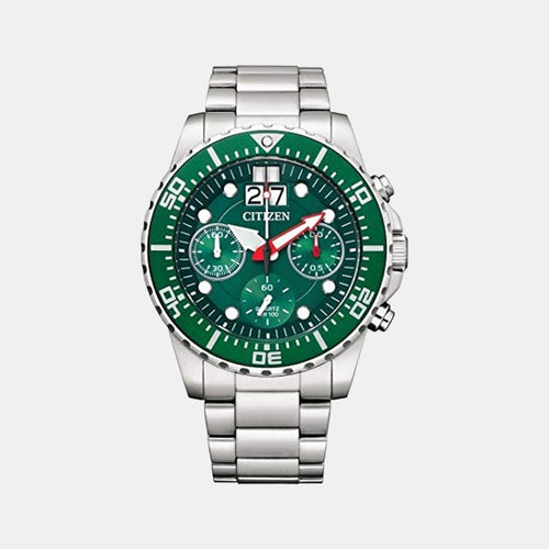 Men Quartz Green Dial Chronograph Stainless Steel Watch AI7009-89X