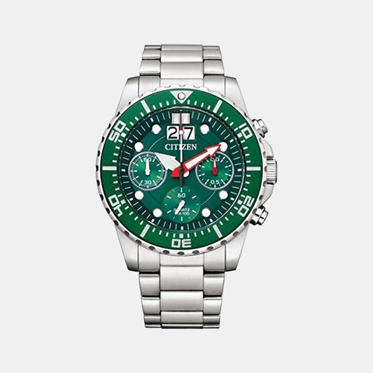 Men Quartz Green Dial Chronograph Stainless Steel Watch AI7009-89X