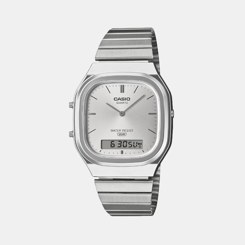 Vintage Unisex Quartz Silver Dial Analog-Digital Stainless Steel Watch D420