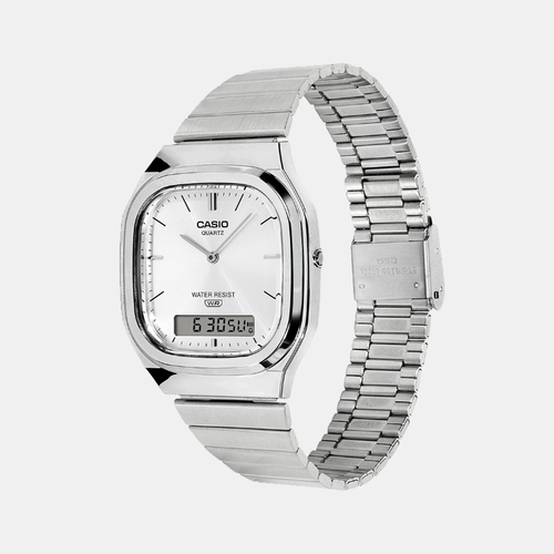 Vintage Unisex Quartz Silver Dial Analog-Digital Stainless Steel Watch D420