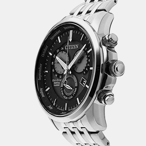 Eco-Drive Men Quartz Grey Dial Chronograph Stainless Steel Watch BL8150-86H