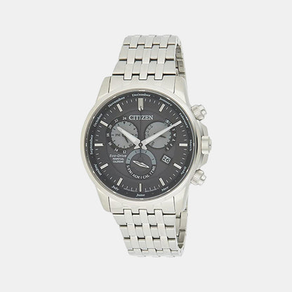 Eco-Drive Men Quartz Grey Dial Chronograph Stainless Steel Watch BL8150-86H