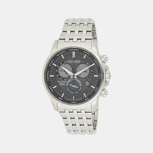 Eco-Drive Men Quartz Grey Dial Chronograph Stainless Steel Watch BL8150-86H