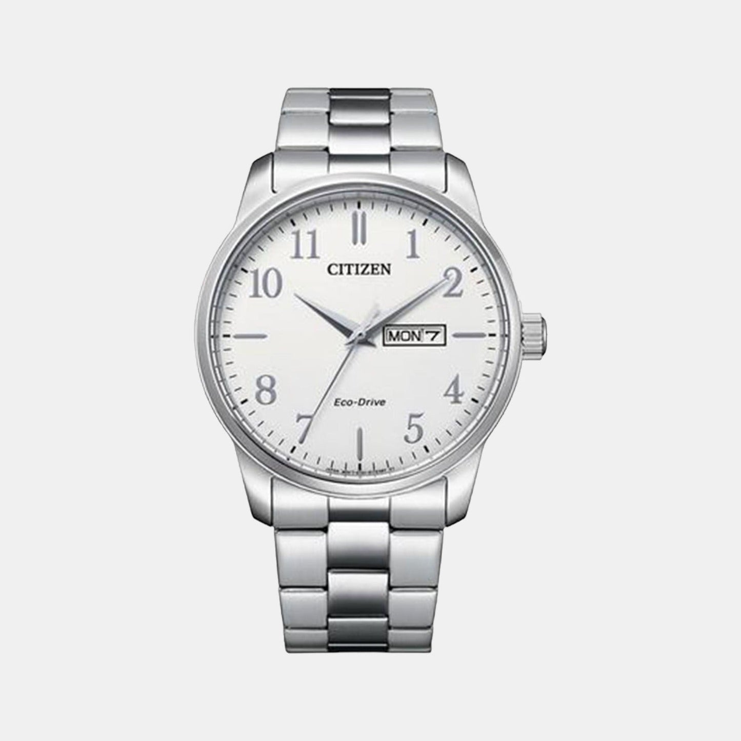 Men Quartz White Dial Analog Stainless Steel Watch BM8550-81A