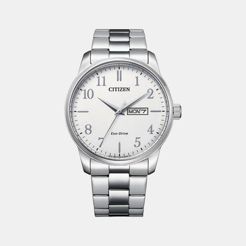 Men Quartz White Dial Analog Stainless Steel Watch BM8550-81A