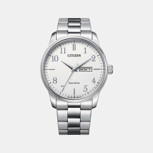 Men Quartz White Dial Analog Stainless Steel Watch BM8550-81A