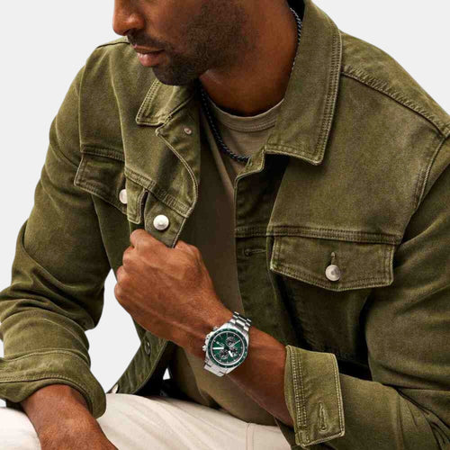 Autocross Men Quartz Green Dial Chronograph Stainless Steel Watch FS6127
