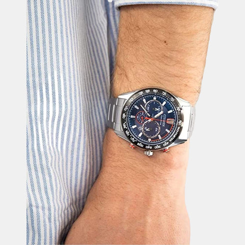 Eco-Drive Men Quartz Blue Dial Chronograph Stainless Steel Watch CA4486-82L