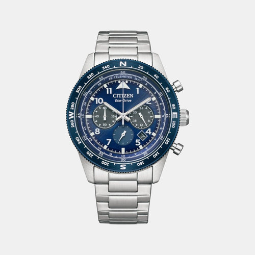 Eco-Drive Men Quartz Blue Dial Chronograph Stainless Steel Watch CA4554-84L