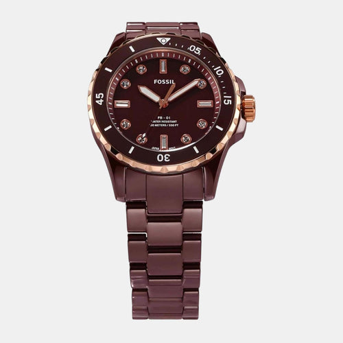 Fb-01 Men Quartz Brown Dial Analog Ceramic Watch CE1123