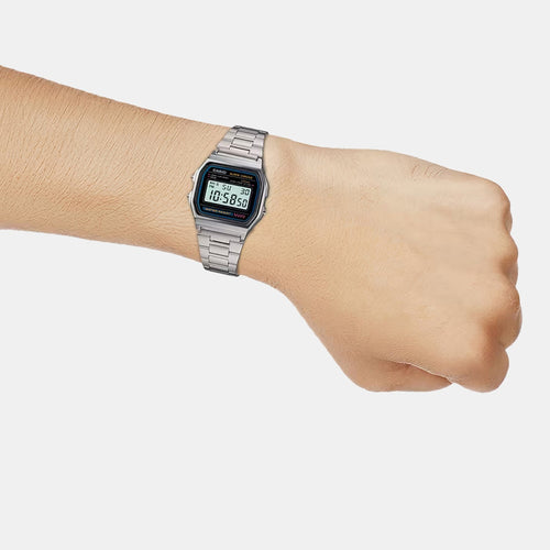 Vintage Unisex Quartz Black Dial Digital Stainless Steel Watch D011