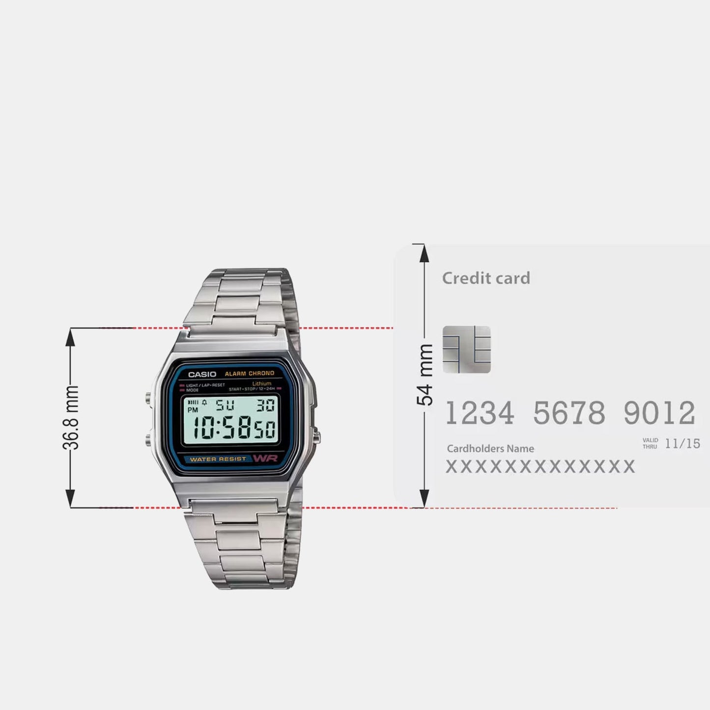 Vintage Unisex Quartz Black Dial Digital Stainless Steel Watch D011