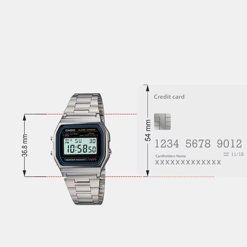 Vintage Unisex Quartz Black Dial Digital Stainless Steel Watch D011