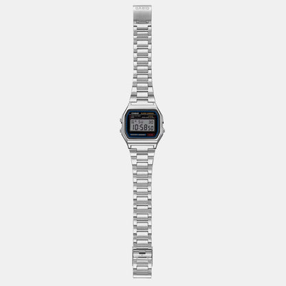 Vintage Unisex Quartz Black Dial Digital Stainless Steel Watch D011