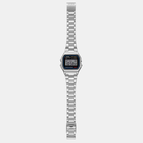 Vintage Unisex Quartz Black Dial Digital Stainless Steel Watch D011