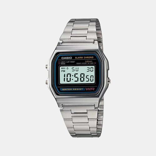 Vintage Unisex Quartz Black Dial Digital Stainless Steel Watch D011