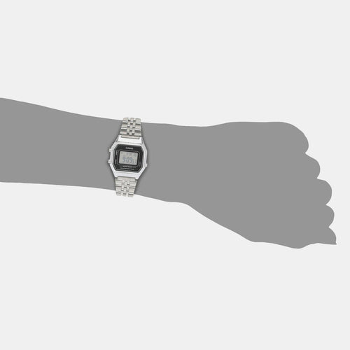Vintage Women Quartz Black Dial Digital Stainless Steel Watch D125