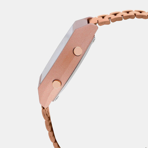 Vintage Unisex Quartz Rose Gold Dial Digital Stainless Steel Watch D128