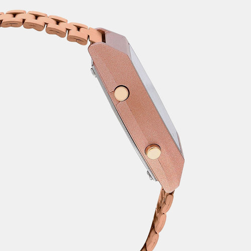 Vintage Unisex Quartz Rose Gold Dial Digital Stainless Steel Watch D128