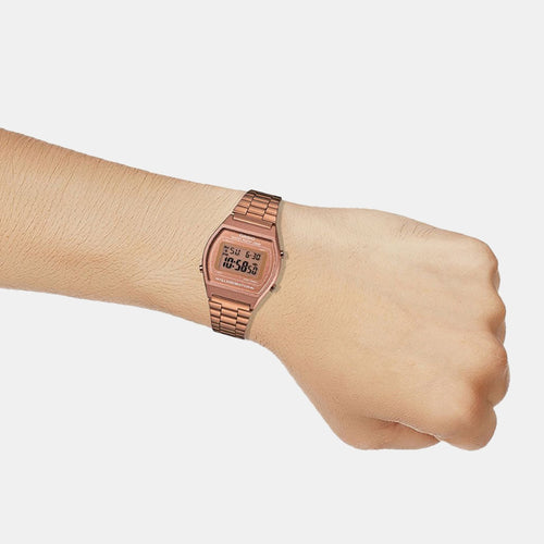 Vintage Unisex Quartz Rose Gold Dial Digital Stainless Steel Watch D128