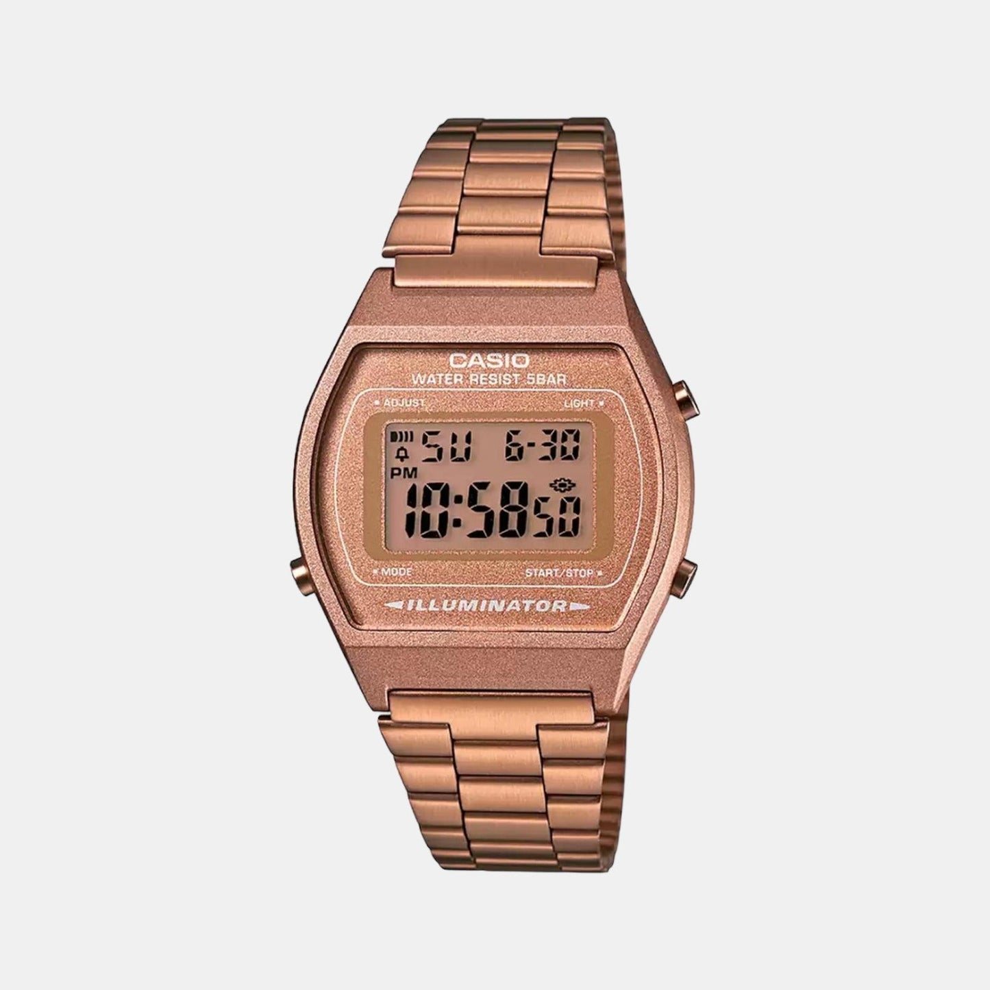 Vintage Unisex Quartz Rose Gold Dial Digital Stainless Steel Watch D128