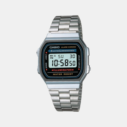 Vintage Unisex Quartz Black Dial Digital Stainless Steel Watch D131