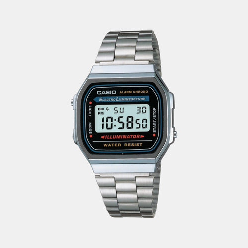 Vintage Unisex Quartz Black Dial Digital Stainless Steel Watch D131