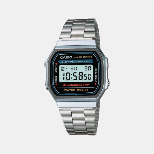 Vintage Unisex Quartz Black Dial Digital Stainless Steel Watch D131