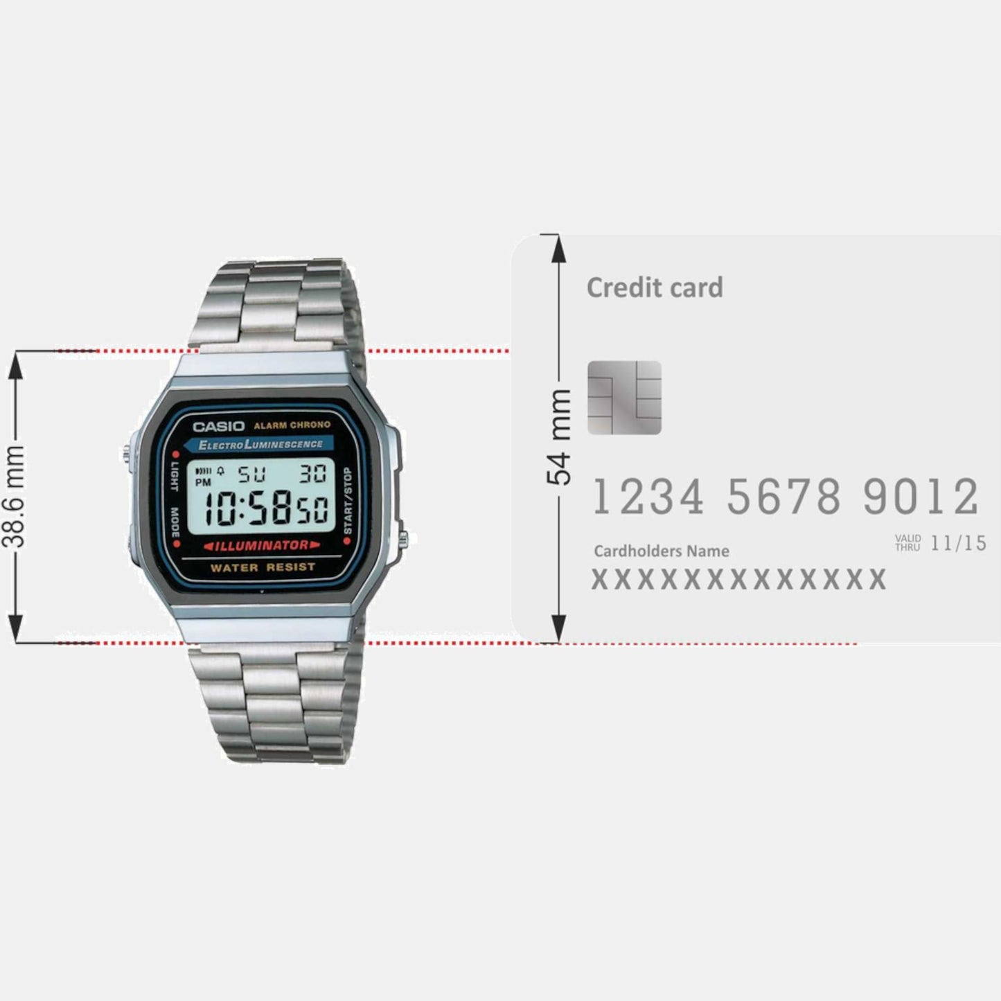 Vintage Unisex Quartz Black Dial Digital Stainless Steel Watch D131