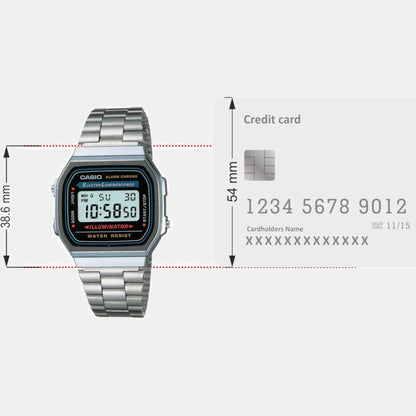 Vintage Unisex Quartz Black Dial Digital Stainless Steel Watch D131