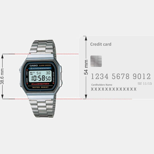 Vintage Unisex Quartz Black Dial Digital Stainless Steel Watch D131