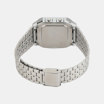 Vintage Unisex Quartz Black Dial Digital Stainless Steel Watch D133