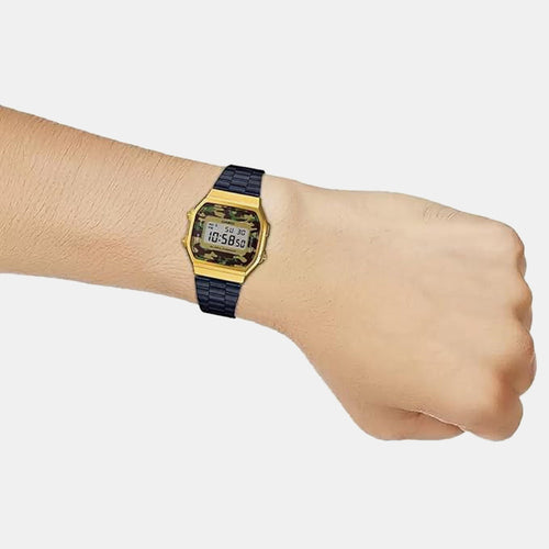 Vintage Unisex Quartz Black Dial Digital Stainless Steel Watch D148