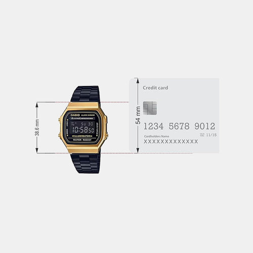 Vintage Unisex Quartz Black Dial Digital Stainless Steel Watch D148