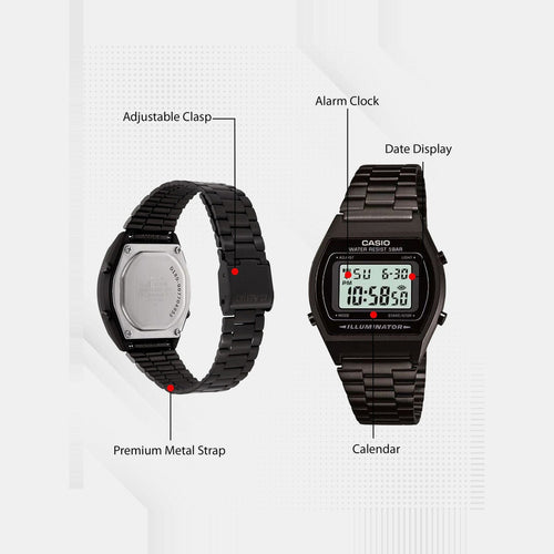 Vintage Unisex Quartz Black Dial Digital Stainless Steel Watch D180